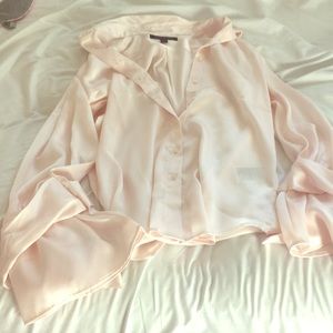 Pink silk banana republic blouse petite XS